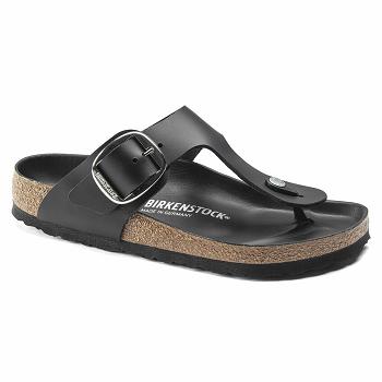 Birkenstock Big Přezkou Læder Gizeh Dame Sort | DK 421ILH